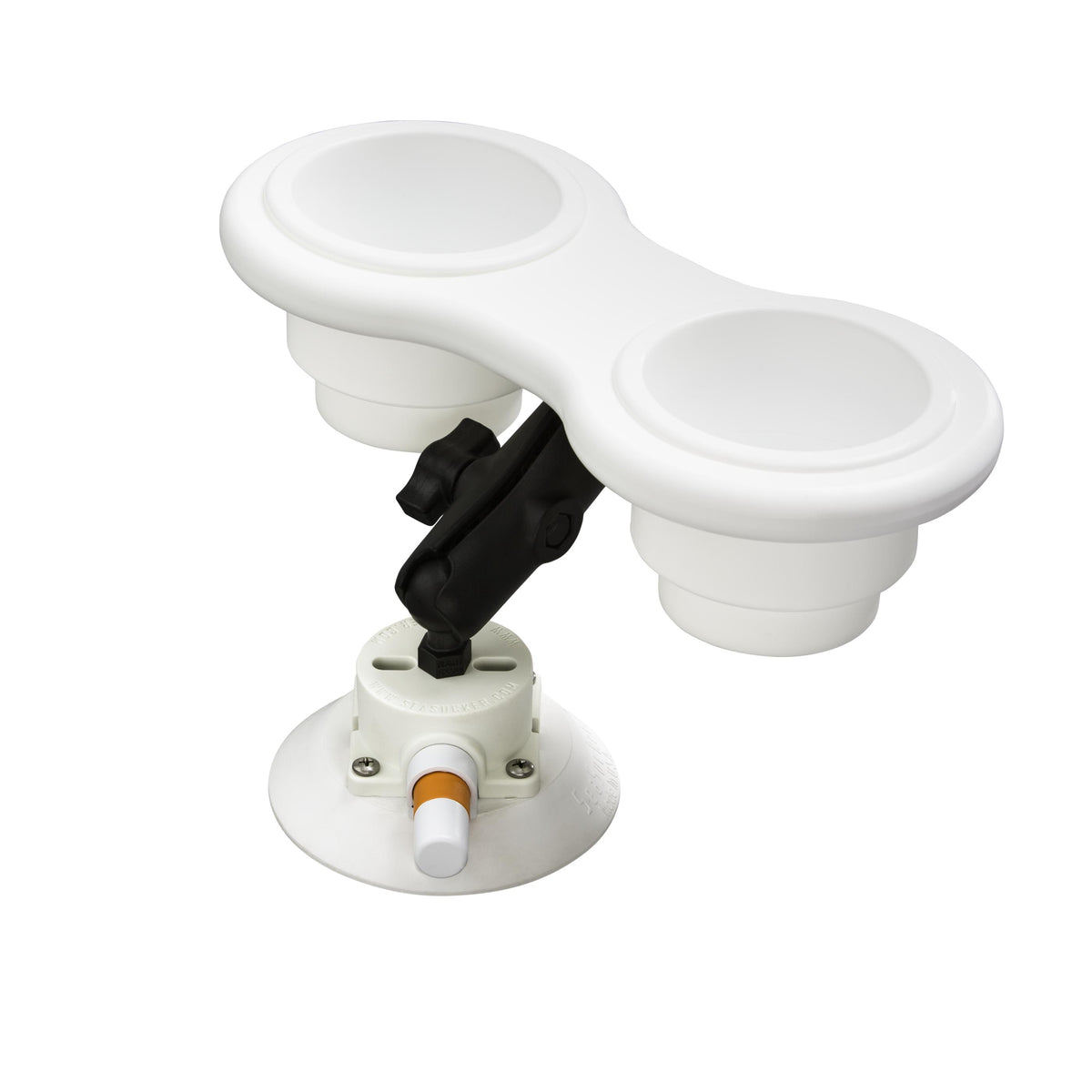 SeaSucker 2-Cup Holder Angle Mount – White in use on a boat