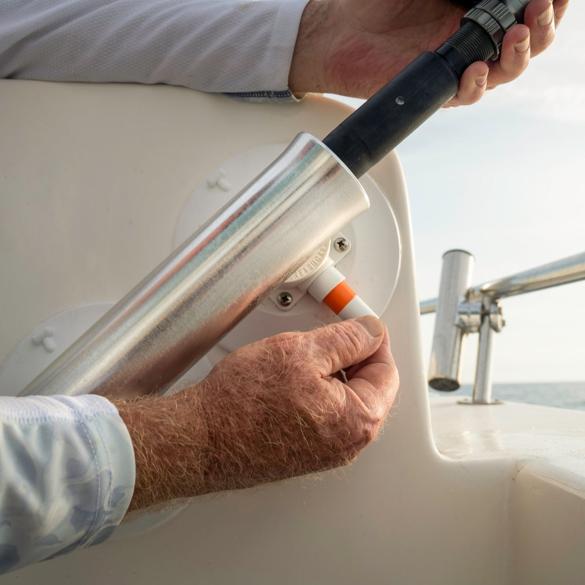 SeaSucker Heavy-Duty Trolling Unit in use on a boat